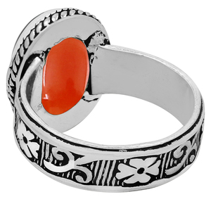 Bague Gourik en argent sterling 925, forme ovale, sertie de cornaline, style vintage bohème du Sud-Ouest, solitaire, pour tous les jours - Product Image 3