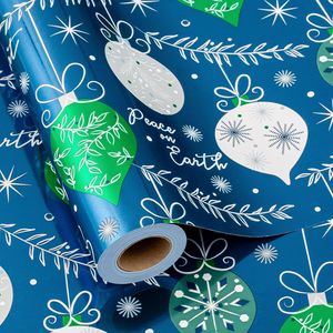 Carta da Regalo Natalizia di Lusso, Rotolo di Carta Metallizzata Blu Navy Vintage 17 Pollici X 33 Piedi, Eleganti Decorazioni Natalizie Invernali - Product Image 1