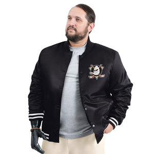 เสื้อแจ็คเก็ตผู้ชาย Anaheim Ducks G-III Sports Carl Banks สีดำ Adaptive Bold Logo Satin Full-Snap Winter Puffer Jacket กันลม - Product Image 2