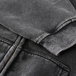 Sweat-shirts à capuche personnalisés pour hommes, en coton délavé à l'acide, avec cordon de serrage, manches longues, style décontracté - Product Image 4