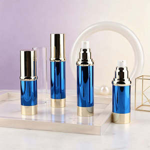 Flacon de soin pour émulsion électroplaqué bleu avec fenêtre de visualisation supérieure et distributeur sous vide, mécanisme 15ML30ML50ML, nouveau modèle - Product Image 2