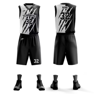 Camiseta de Baloncesto Personalizada de Nuevo Estilo para Hombre, Negra y Roja, sin Mangas, Cuello en V, de Malla de Secado Rápido, Conjunto Completo con Impresión por Transferencia Térmica - Product Image 6