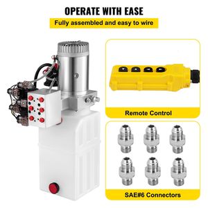 Pompa Idraulica Elettrica a Doppio Effetto da 6 Quarti/1,5 Galloni, 12V DC con Pressione Massima di Scarico di 3200 PSI per Rimorchi Ribaltabili - Product Image 4