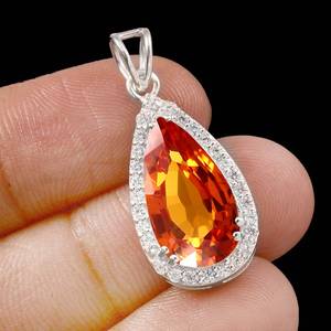 Sapphire Pear Charm Pendant 925 Sterling Silver Engagement Pendant Proposal Gift Jewelry For Women - Product Image 2