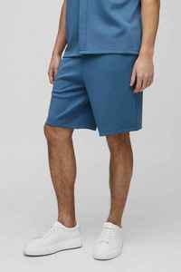 Shorts Bermuda Homme Bleu Uni à Taille Élastique Séchage Rapide Tricoté Décontracté Mi-Hauteur Doux Performance - Product Image 2