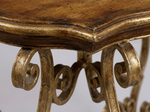 Table console en laiton traditionnelle faite à la main avec plateau en bois, design antique pour salon - Product Image 2