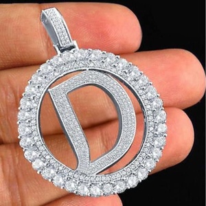 Colgante de Hip Hop Personalizado para Hombre, con Incrustaciones de Moissanita, Plata de Ley 925, Letra Inicial del Nombre, Colgante Circular Estilo Rapper - Product Image 4