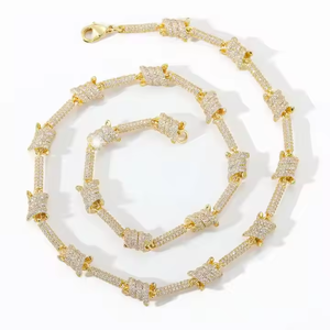 Collar de Cadena Cubana de Doble Hilera Estilo Hip Hop con Incrustaciones de Diamantes Moissanite VS1, Chapado en Oro Blanco sobre Plata 925, Joyería Unisex para Raperos - Product Image 5