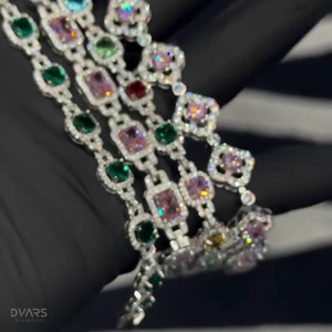 กำไลข้อมือประดับพลอยหลากสี กำไลแฟนซีหลากสี เงินแท้ 925 ผ่านการทดสอบเพชร กำไลฮิปฮอปสีสันสดใส - Product Image 5