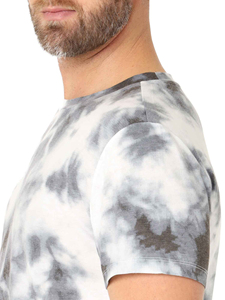 Camiseta de Manga Corta para Hombre, Teñida con Técnica Tie-Dye, Cuello Redondo, Estilo Casual, Tejido de Punto, Corte Regular, Gris y Blanco con Patrón, Calidad Premium, Venta al Por Mayor, 2026 - Product Image 3
