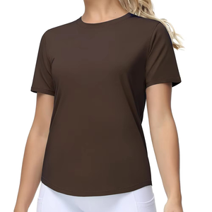 Camiseta Deportiva para Mujer, Tejido Suave de Alto Rendimiento, Absorbe el Sudor, para Yoga y Gimnasio, Logotipo Personalizado, Venta al Por Mayor - Product Image 1