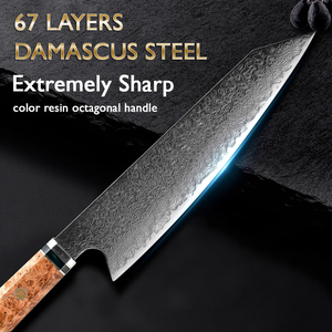 Custom Logo Damascus Steel Chef <b>Knife</b> Razor <b>Sharp</b> Wooden Handle Professional <b>Kitchen</b> <b>Knife</b> OEM ODM - Product Image 3