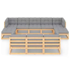 Ensemble de salon de jardin 100% polyester, bois naturel, pin massif, 100% durable pour une utilisation en extérieur - Product Image 3