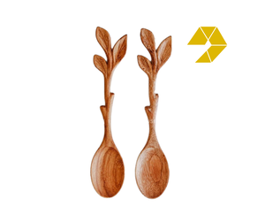 Cuchara de madera roja de Vietnam con mango de tres hojas, cuchara de cocina hecha a mano, cuchara de café con mango de hoja, cuchara de madera con logotipo personalizado - Product Image 1