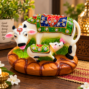 Statue de vache et de veau en résine, idole hindoue décorative, figurine animale en strass, décoration de la maison, cadeau - Product Image 3