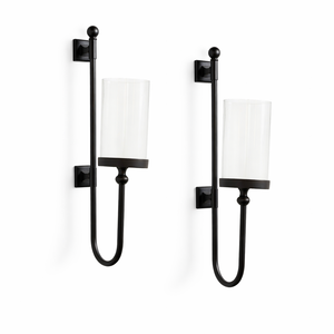 Ensemble de appliques murales en verre et métal noir, design vertical moderne, montage robuste, lumière chaude, accent de décoration élégant pour la maison - Product Image 2