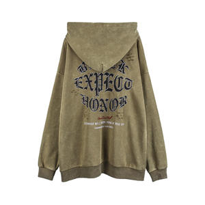 เสื้อฮู้ดดี้พิมพ์ลายผ้าฝ้ายหนานุ่มทรงโอเวอร์ไซส์สำหรับผู้ชาย เสื้อสเวตเชิ้ตลำลอง รับผลิตแบบ OEM ODM ขายส่งจากโรงงานผลิตเสื้อผ้า - Product Image 1