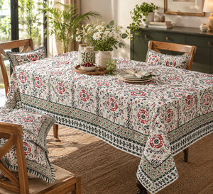 Mantel Rectangular de Algodón con Estampado a Mano Moderno de Ridhi, para Decoración del Hogar, Fiestas de Navidad y Cenas de Boda - Product Image 3