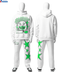 ชุดเซ็ตเสื้อฮู้ดและกางเกงวอร์มสีขาวลายดาวสีน้ำเงินและลายพระจันทร์ สไตล์สตรีทแวร์ สำหรับผู้ใหญ่ รุ่นยอดนิยม - Product Image 6