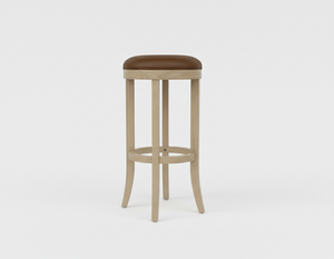 Tabouret de bar moderne et durable en bois d'hévéa avec cadre rond et assise et pieds entièrement ronds RWS RBS - Product Image 1