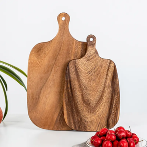 Plats de service, planches à découper et blocs de découpe rectangulaires en bois d'acacia avec poignée pour la cuisine et la maison, pour le fromage, les fruits et la viande - Product Image 1