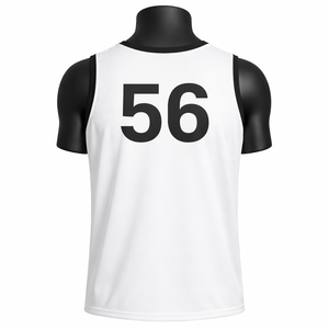 Camiseta de Baloncesto Unisex Blanca sin Mangas, Número 56, Cuello Redondo, Secado Rápido, Malla de Poliéster Ligera, Corte Regular para Adultos - Product Image 3