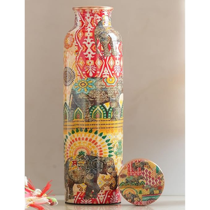 ขวดน้ำทองแดงลายโบฮีเมียนแบบพกพาพร้อมฝาปิด - Product Image 4