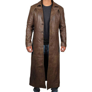 Customized Color Leather <b>Long</b> <b>Coats</b> For <b>Men</b> Oem Service <b>Long</b> <b>Men</b> Clothing Down Collar <b>Coat</b> Breathable For Winter Leather <b>Coat</b> - Product Image 1