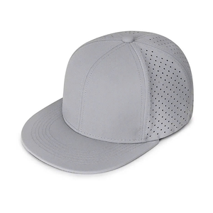 Wholesale Snapback <b>Caps</b> And Hats 6 Panel <b>Flat</b> Brim Custom Embroidery Laser Cut Hole Waterproof Fabric <b>Cap</b> For <b>Man</b> Woman - Product Image 2