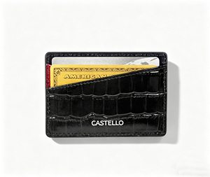 [แนะนำเป็นอย่างยิ่ง] กระเป๋าสตางค์ใส่บัตรแบบบางหนังวัวแท้ลายจระเข้ Castello  วัสดุโพลีเอสเตอร์ผสมสี - Product Image 3