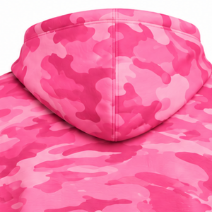 เสื้อฮู้ดลายพรางสีชมพูสดสำหรับผู้ชาย พิมพ์ลายตามสั่ง เสื้อสเวตเชิ้ตผ้าฟลีซ กระเป๋าจิงโจ้ เชือกผูก ปิดคอ แขนยาว สไตล์ลำลอง สตรีทแวร์ - Product Image 4
