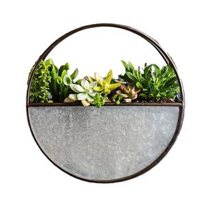 Lot de 2 jardinières murales demi-rondes en métal galvanisé, style ferme, pour plantes d'intérieur et d'extérieur, décoration maison et jardin - Product Image 2