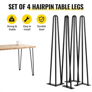 Furniture Parts Hairpin <b>Table</b> <b>Legs</b> 16" 4 Pcs, 3/8" Solid Steel, Metal <b>Legs</b> for Coffee <b>Table</b> Desk DIY Furniture OEM EDPTBL015 - Product Image 1