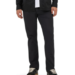 Pantalones Casuales de Pierna Recta para Hombre, Cintura Media, Negros, de Poliéster Oxford, Antiarrugas, Cierre de Cremallera, Ligeros, para Verano - Product Image 1