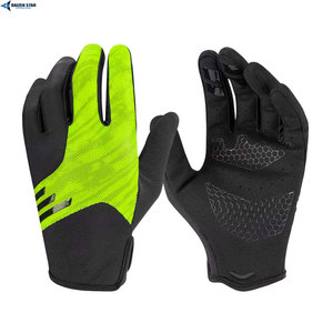 Gants de cyclisme demi-doigts noirs et vert fluo en nylon respirant unisexe pour usage extérieur - Product Image 5