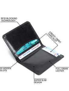 Vintage Cow Leather <b>Card</b> Holder with Button Closure for Credit <b>Cards</b> and Cash Storage - Product Image 3