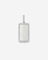 Pendentif rectangulaire gravable, breloques personnalisées avec initiales, bordure en diamant de laboratoire, luxe minimaliste, cadeau chrétien, pavé 14k/18k