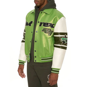 Chaquetas de Cuero Avirex al por Mayor, Estilo Urbano, para Hombre, Invierno, Color Sólido, Cierre de Cremallera, Ecológicas, Impermeables, de Alta Calidad - Product Image 3