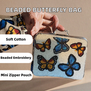 Monedero bordado a mano con cuentas, monedero de mariposa con cuentas, monedero pequeño con cremallera bordado con cuentas de colores. - Product Image 3