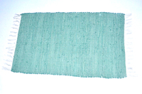Tapis rectangulaire en coton tissé plat bleu sarcelle, style bohème, pour salon, avec franges, nettoyage localisé, antidérapant, réversible