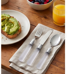 Stainless Steel Flatware <b>Set</b> With Resin Handle Minimalist Design Durable Cutlery For Travel And Dining Use - Product Image 5