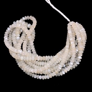 Perles de pierre de lune blanche naturelle en forme de rondelle, vente en gros, 5 mm, 7 mm, perles de pierre de lune lisses pour la fabrication de bijoux - Product Image 5