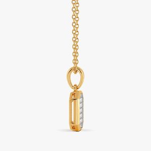 Collier pendentif en or jaune avec diamant de laboratoire octogonal en grappe - Product Image 1