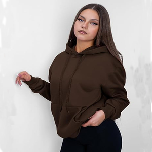 Wholesale Women's Winter Lifestyle Hooded Fleece Sweatshirt Polyester/Cotton Custom Clothing Factory - Product Image 4
