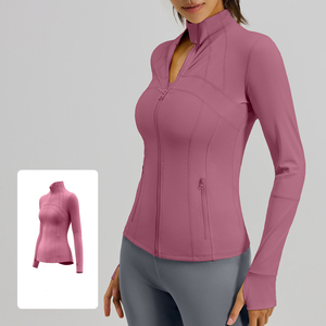 Factory Seamless 4 Way Stretch Active <b>Jacket</b> Women High Collar Zip Up Second Skin Feel Running <b>Workout</b> Long Sleeve Top - Product Image 1