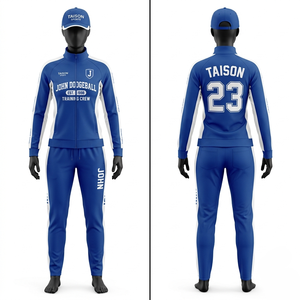 TAISON SPORTS Survêtement de sport en polyester imperméable écologique de qualité supérieure 280 GSM, bleu et blanc, avec logo personnalisé - Product Image 1