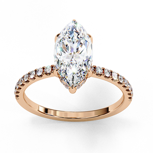 Anillo de compromiso y aniversario de boda para mujer, clásico, con diamante de 1.5 quilates, corte marquesa pavé, oro de 14k, halo oculto, certificado IGI - Product Image 5