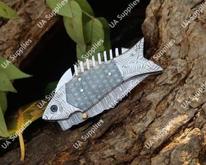 Couteau de camping d'extérieur de haute qualité, best-seller, en acier Damas gravé, avec manche ergonomique en acier nid d'abeille, 7,5 pouces - Product Image 5