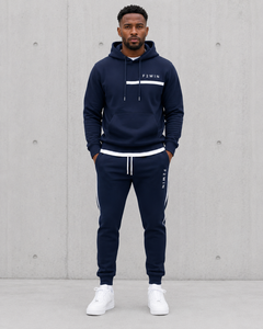 Conjunto Deportivo F2WIN para Hombre, Sudadera con Capucha y Pantalones Jogger, Color Azul Marino, Manga Larga, Cierre con Cordón, Corte Regular, Forro Polar Cortavientos para Verano - Product Image 4