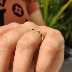 Bague de mariage demi-éternité ouverte en or massif 14k 18k avec diamant marquise à fente ouverte 0.20CT, empilable, pour rehausser la bague, bijoux de fête - Product Image 4